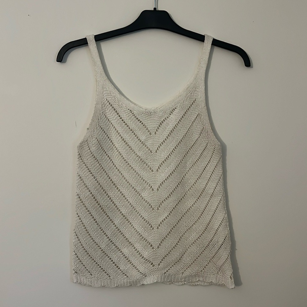 ARDENE White Chevron Knit Tank Top Women's XS